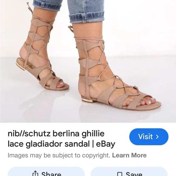 SCHUTZ Beige Gladiator Suede Sandals - Picture 2 of 2